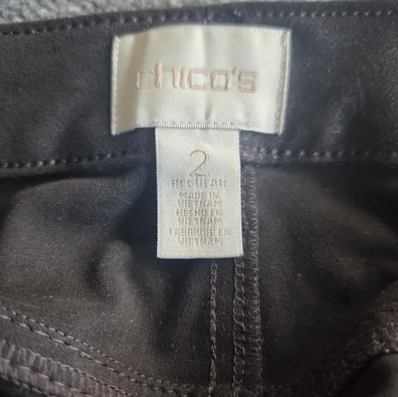 Chico’s Dark Silver Metallic Pants Size 2 Straight Leg Mid Rise Shimmer - Picture 6 of 8